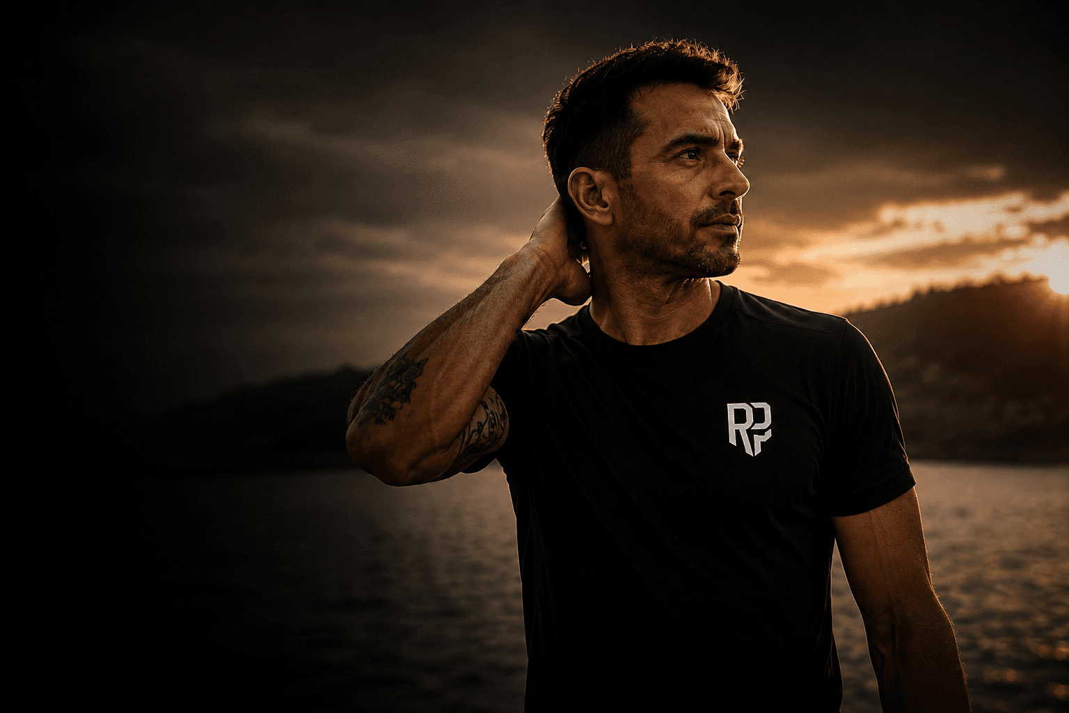 Rafael Palito em sessão de treino ao entardecer