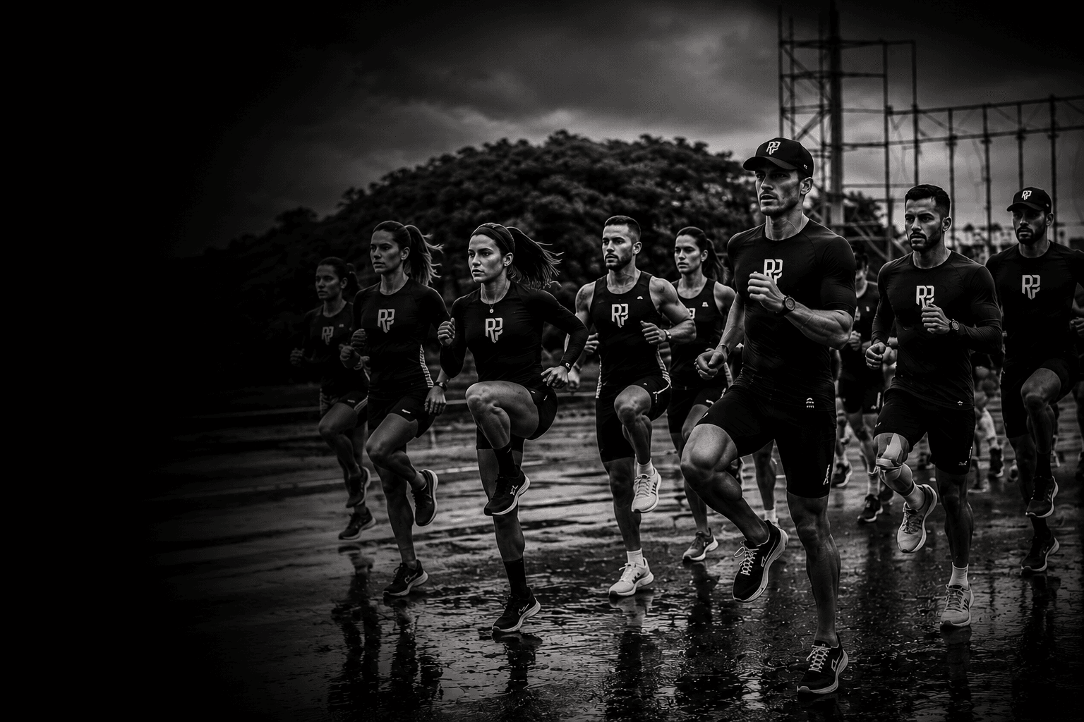 Grupo de atletas da CPH em treino de corrida